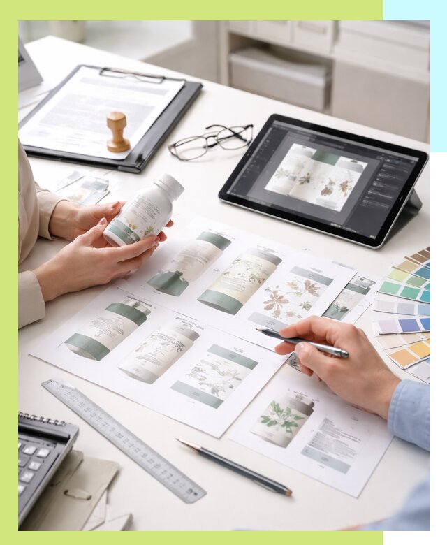 Профессиональная разработка дизайна и текста этикетки продукции в Ломоносове